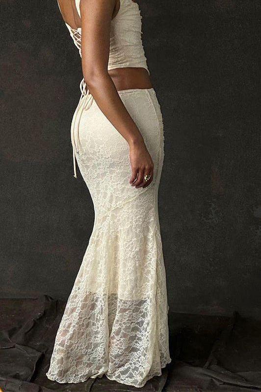 two-piece lace fishtail skirt dress