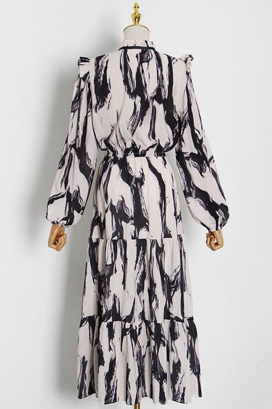 Ruffled personalized print dress