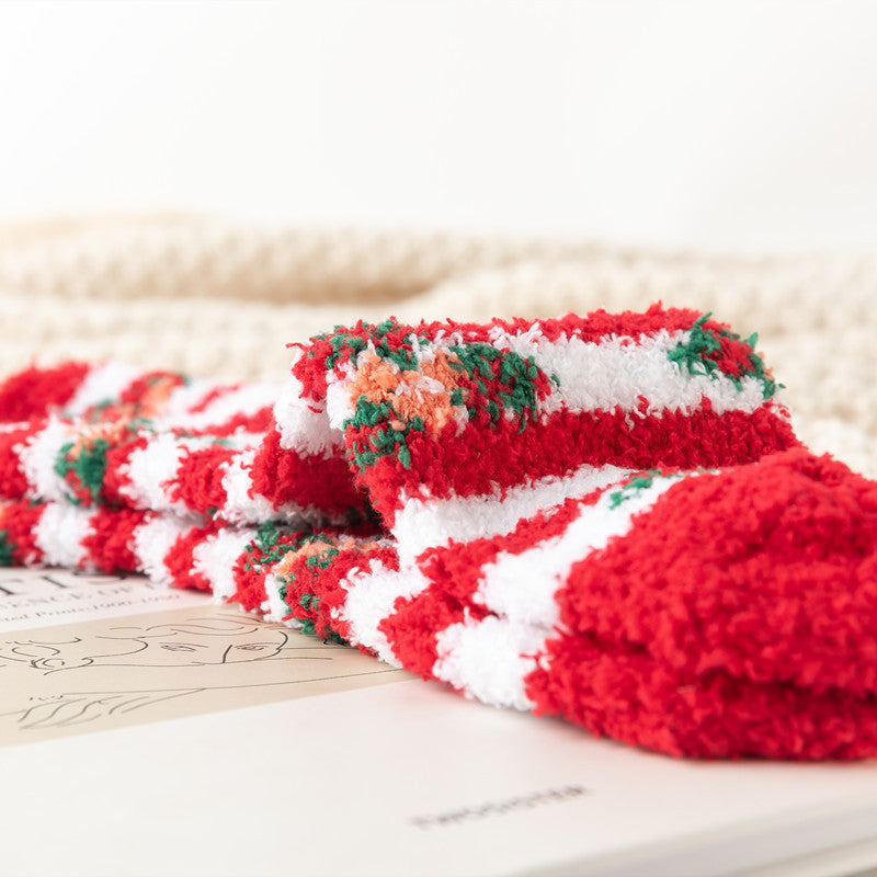 5 Pack Plush Fleece Warm Home Floor Crew Christmas Socks