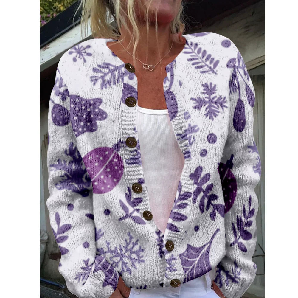 Women's Sweater Starfish Print Long Sleeve Loose Knitwear Cardigan Female Casual Cozy Soft Coat Daily wear