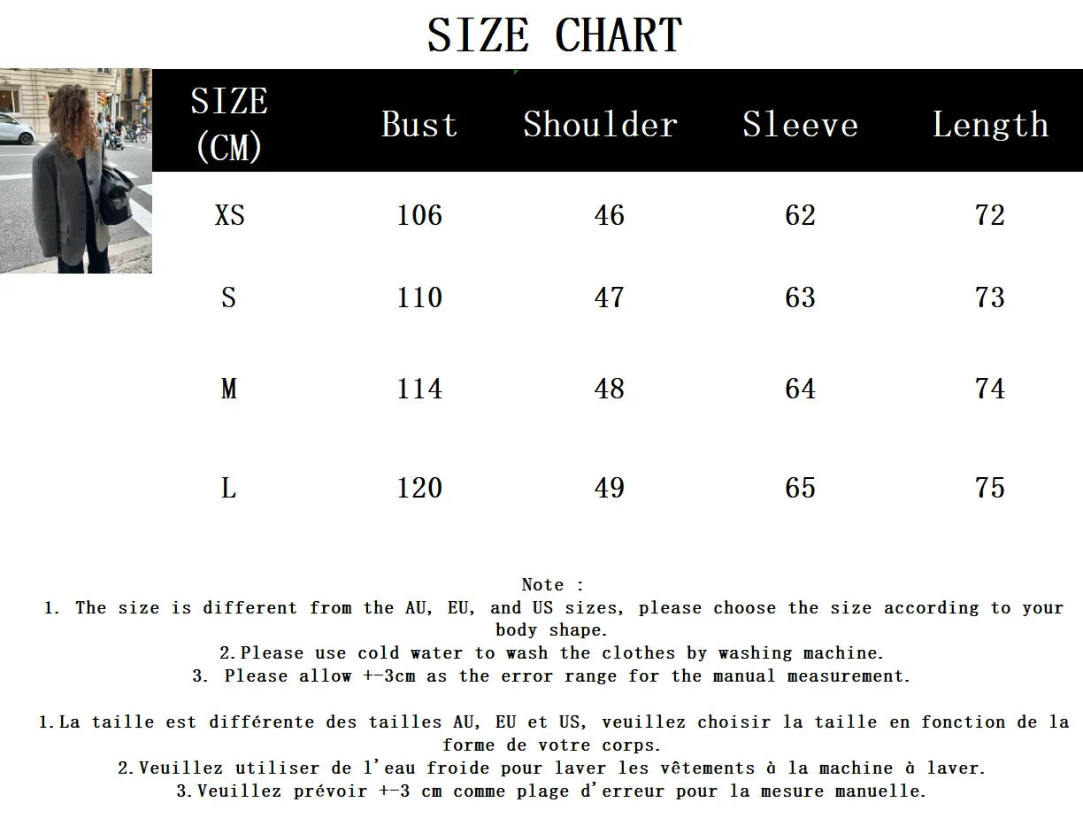 Vintage Solid Color Suit Jacket Women V Neck Single Breasted Long Sleeve Outerwear Autumn New Streetwear Fashion Casual Jackets