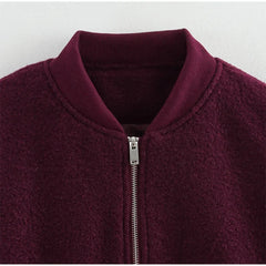Casual Zipper Long Sleeve O-neck Coat for Women Spring New Solid Loose Female Jacket Vintage Ladies Outwear Top High Street