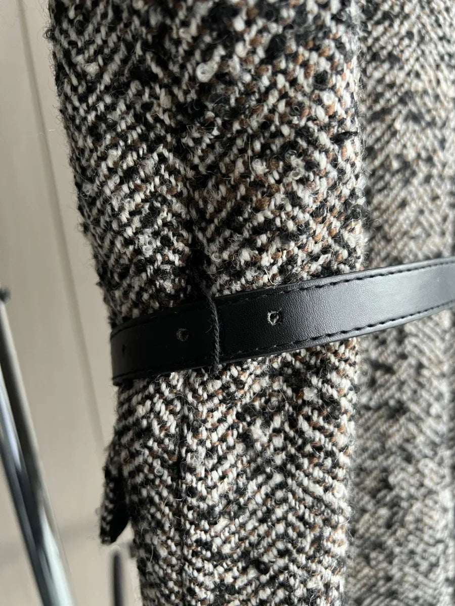 Autumn/Winter New women's ZW series with belt tweed loose version of waist waist suit jacket 3736247