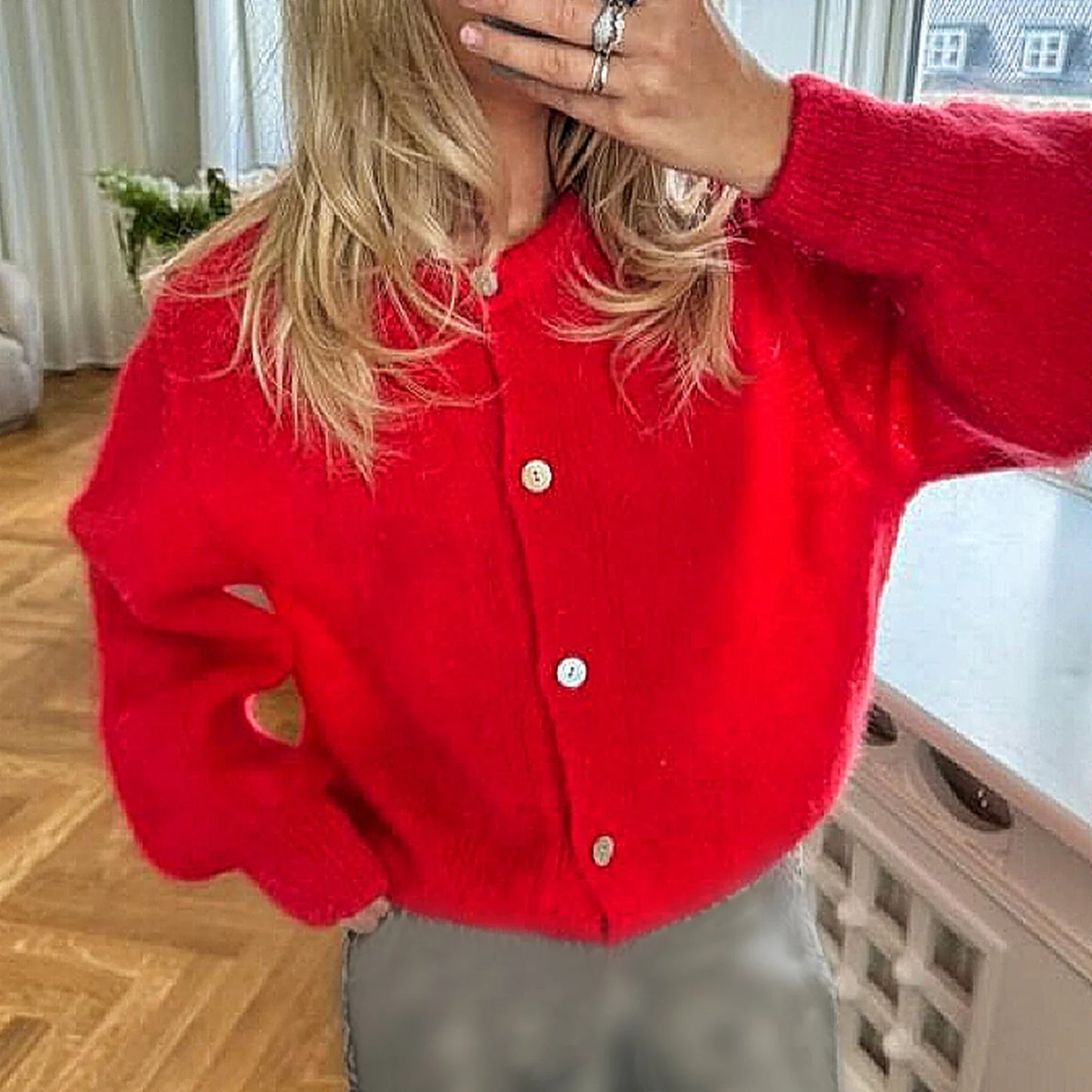 Women Casual Basic Cardigans Front Button Up Long Sleeve Knitwear Y2K Streetwear Solid Color Soft Knitted Sweater Tops Outerwear