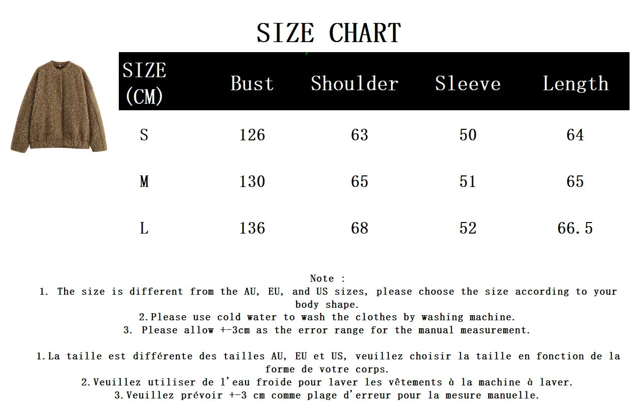 Vintage Solid Bomber Jacket Women Stand Collar Single Breasted Woolen Coat Streetwear Casual Fashion Long Sleeve Outerwear New