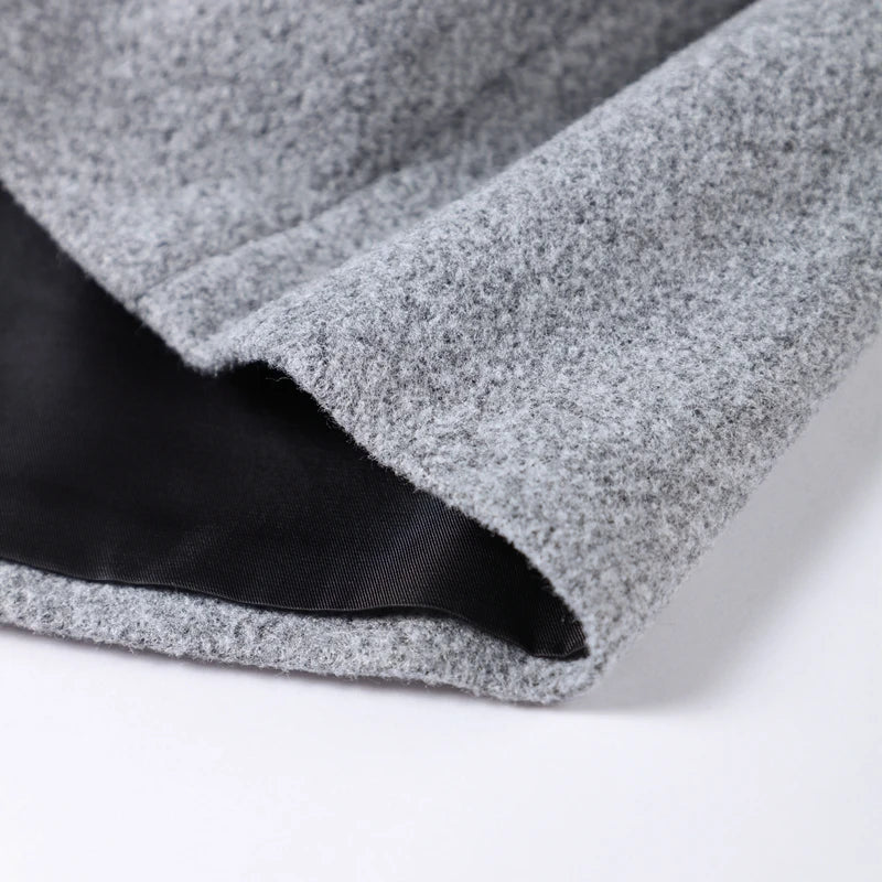 Elegant Single Breasted Woolen Women Coat Loose Lapel Long Sleeve Female Short Jacket Autumn Winter New Grey Lady Outwear