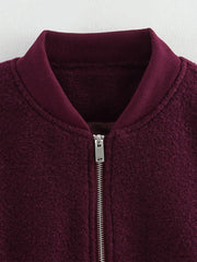 Casual Zipper Long Sleeve O-neck Coat for Women Spring New Solid Loose Female Jacket Vintage Ladies Outwear Top High Street