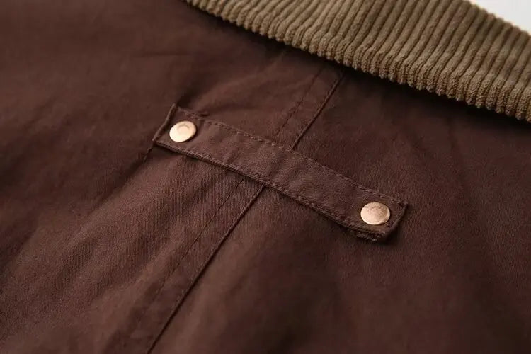 Casual Lapel Single Breasted Pocket Women's Bomber Jacket Vintage Long Sleeves Elastic Hem Loose Winter Coat 2024 Chic Outerwear