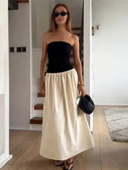 Patchwork Pleated Tube Dress Women Stapless Sleeveless Backless Empire Dresses Female 2024 Summer Fashion Street Lady Robes