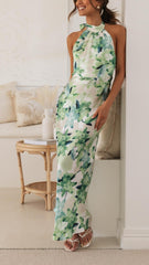 Floral Halter Maxi Dress