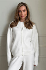 Zip Cardigan Harem Pants Knit Set