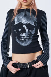 Abstract Skull Stripe T-Shirt Black / S