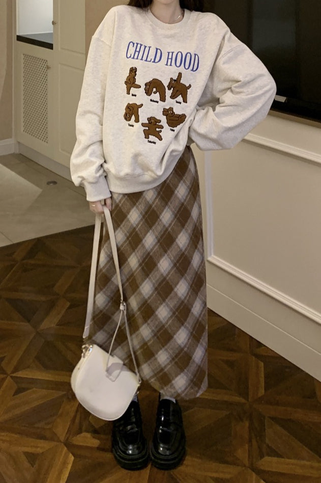 High Waist Vintage A-Line Slit Christmas Skirt