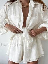 Aegean Two Piece Double Lined Shorts Set Off White / XS Short Sets