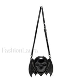 Alternative Skull Shaped Gothic Bat Wing Metal Chain Shoulder Bag