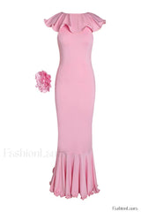 Amalie Ruffle Stylish Draped Maxi Dress
