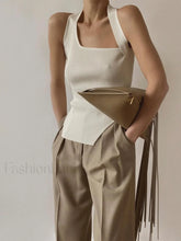 Asymmetrical Halter Rib Vest White / XS Sweater Vests