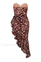 Asymmetrical Ruffle Stylish Satin Mini Dress