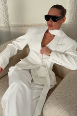 Scarf Tie Waist Fitted Blazer