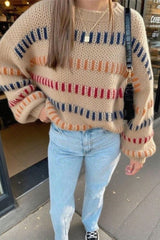 Open Knit Multicolor Stripe Sweater