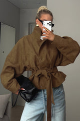 Tie Waist Cropped Field Jacket