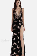 Backless Maxi Stylish Sequin Dress S / Black