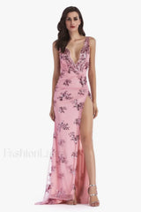 Backless Maxi Stylish Sequin Dress S / Pink