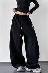 Side Stripe Drawstring Wide Leg Pants