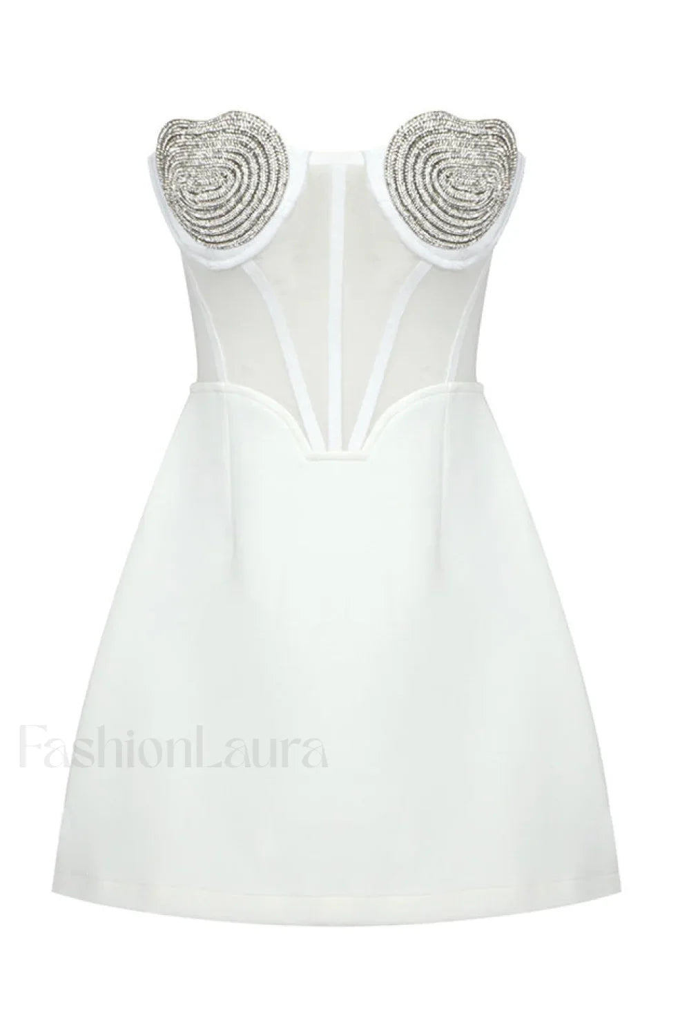 Best Lover Stylish Crystal Heart Dress XS / White