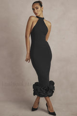 Black Peplum Stylish Midi Dress XS / Black