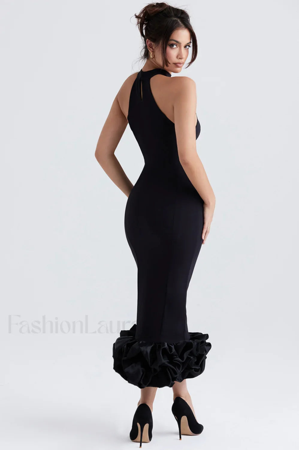 Black Peplum Stylish Midi Dress