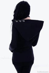 Black Punk Metal Ring Hoodie