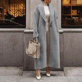 Blends Coats Autumn Casual Fashion Lace Up Trend Warm Overcoats