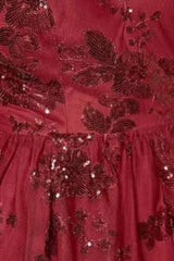 Burgundy Sequins Stylish Backless Mini Dress