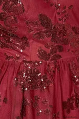 Burgundy Sequins Stylish Backless Mini Dress