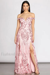 Camilla Sequin Off Charming Shoulder A Line Dress S / Pink