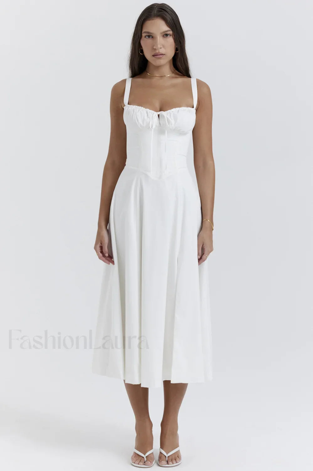 Carmen White Stylish Bustier Sundress