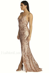 Charice Flared Stylish Geometric Sequin Dress
