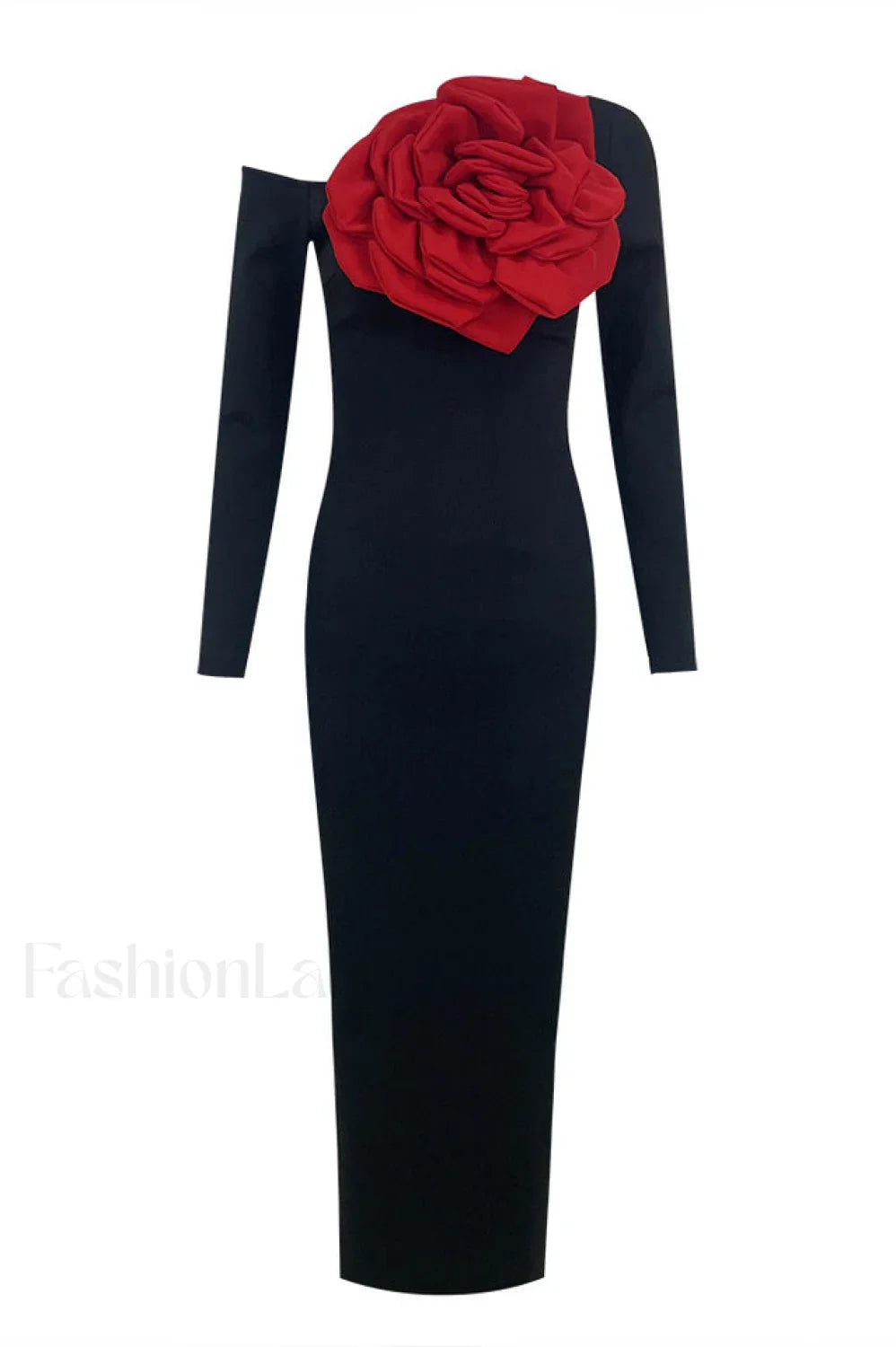 Charlotte Elegant Rose Dress XS / Black