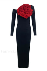 Charlotte Elegant Rose Dress XS / Black