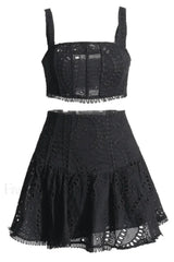 Cora Crop Top Charming + Skirt Set S / Black