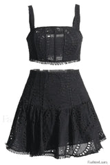 Cora Crop Top Charming + Skirt Set S / Black