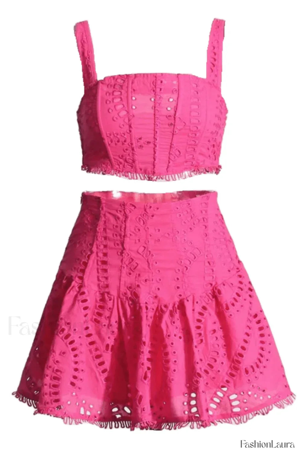 Cora Crop Top Charming + Skirt Set S / Hot Pink