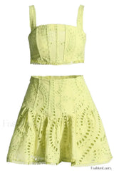 Cora Crop Top Charming + Skirt Set S / Lime