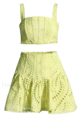 Cora Crop Top Charming + Skirt Set S / Lime