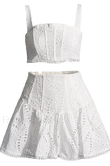 Cora Crop Top Charming + Skirt Set S / White