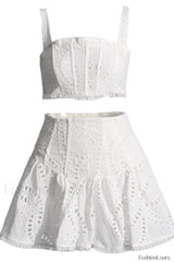 Cora Crop Top Charming + Skirt Set S / White