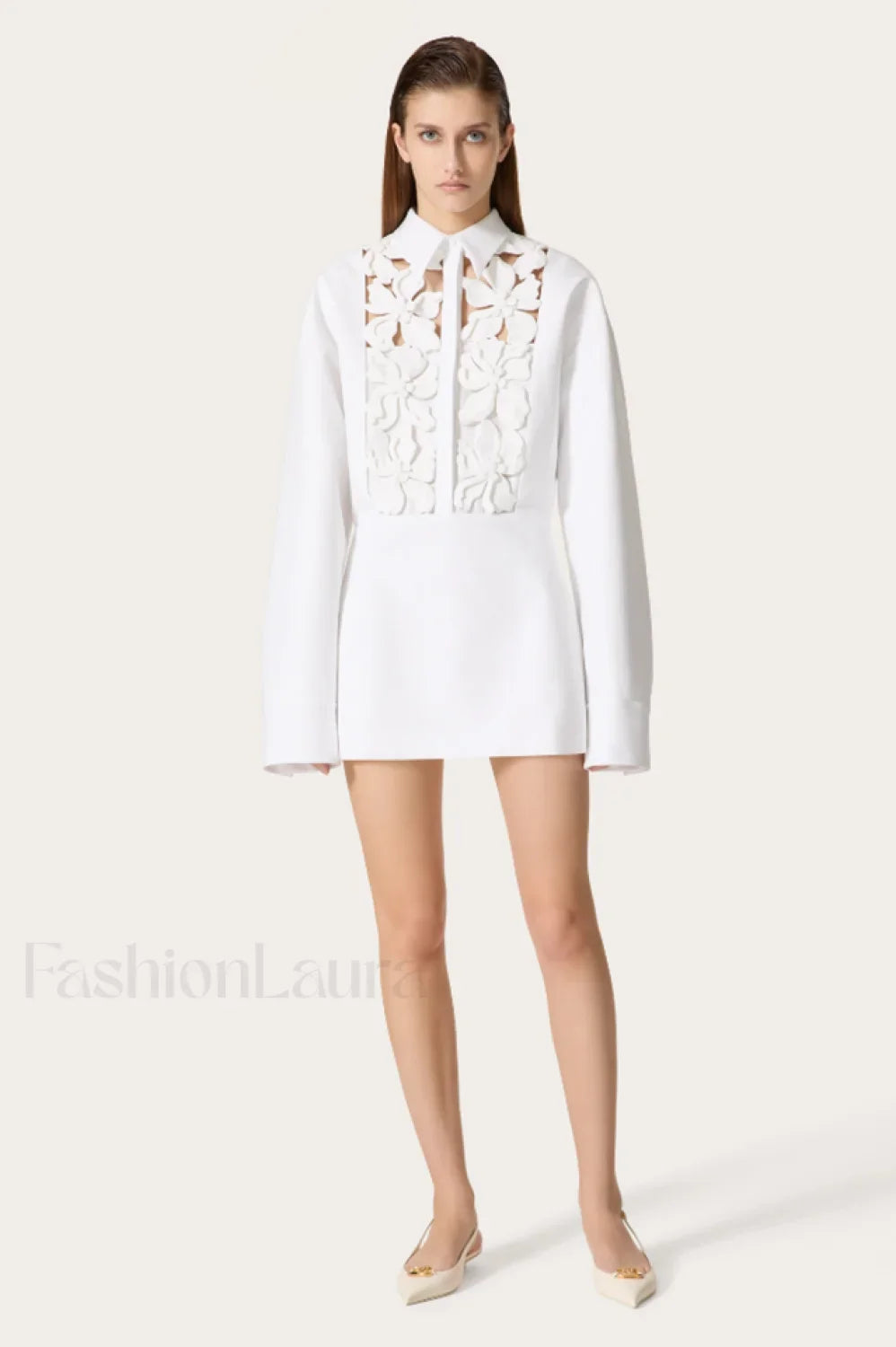 Cotton Poplin 3D Charming Flower Short Dress