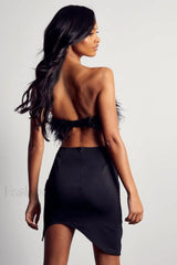 Curved Hem Stylish Feather Mini Dress
