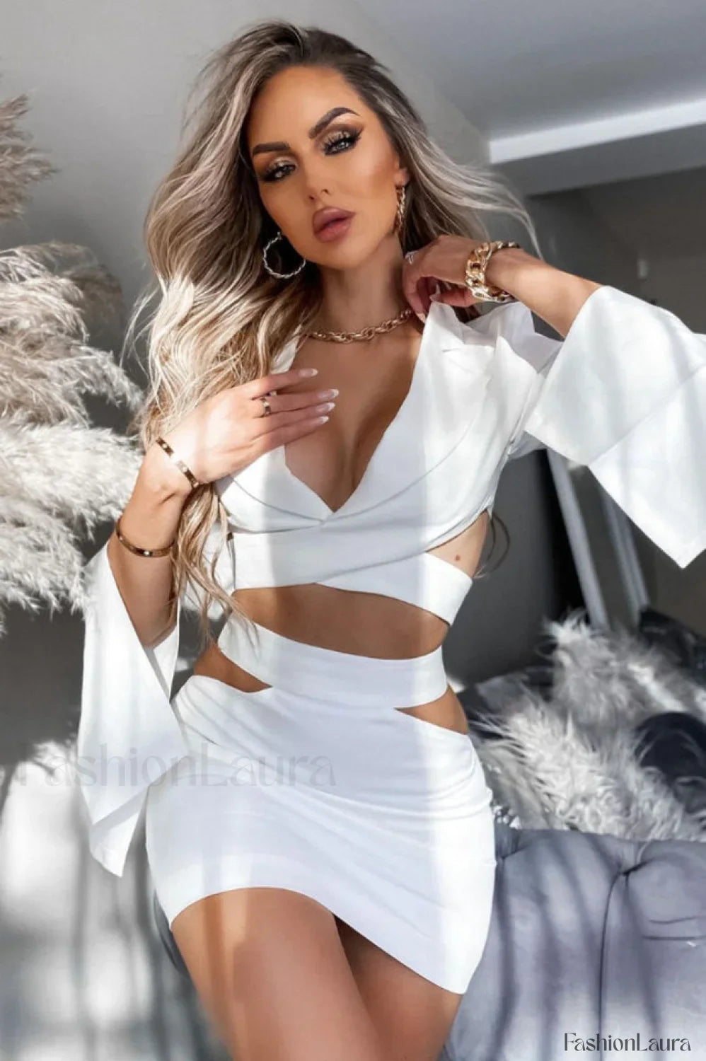 Cut Out Blazer Top Graceful + Mini Skirt Set